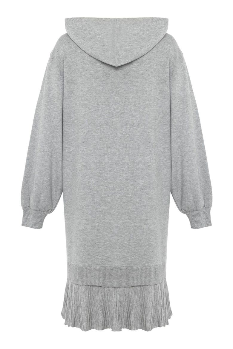 Nomia Pleated Hem Hoodie Dress, Alternate, color, Heather Grey