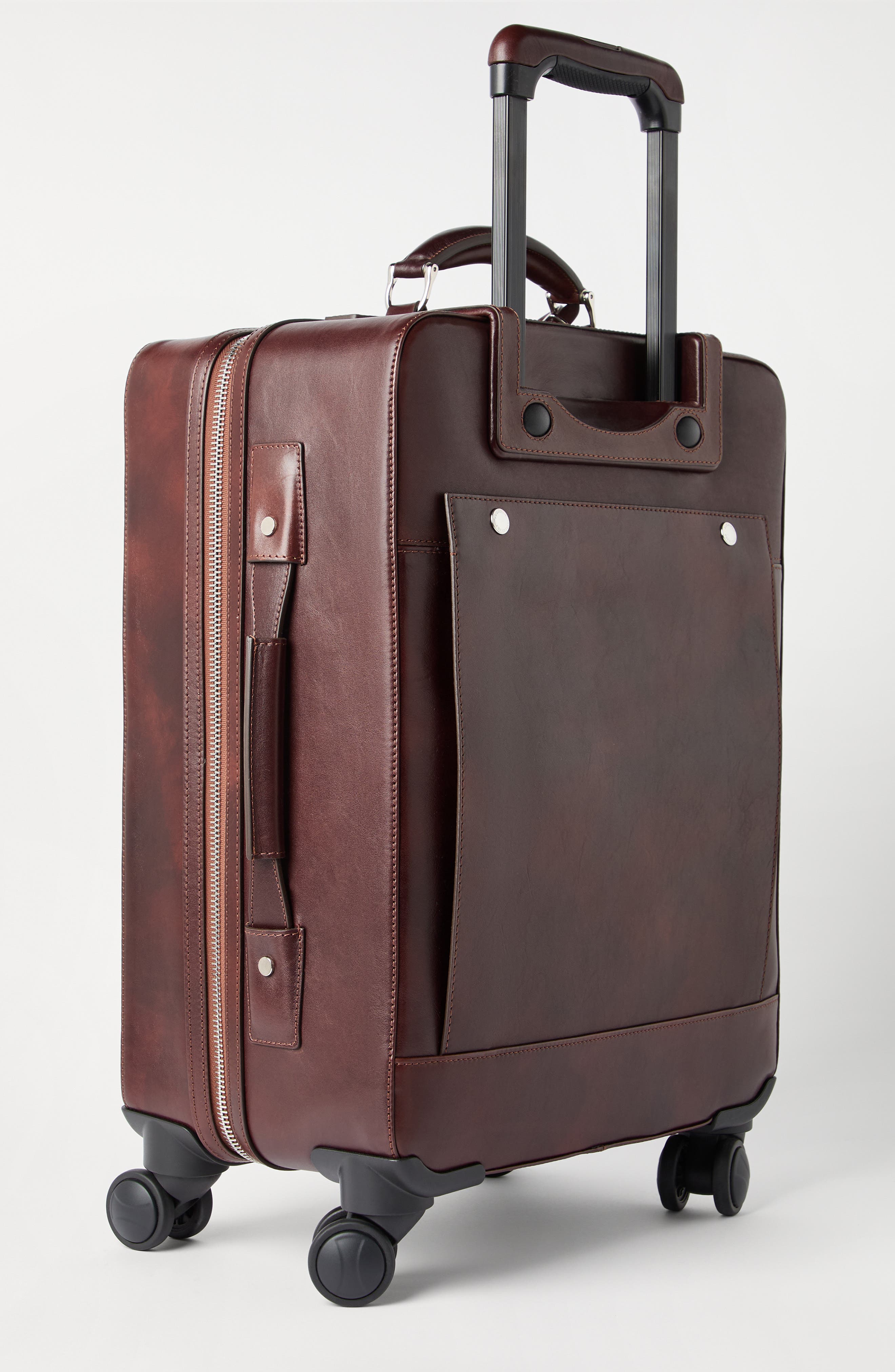 Brunello Cucinelli Burnished calfskin suitcase, Alternate, color, Burgundy