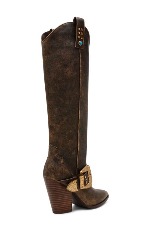 Steve Madden Lasso Knee High Boot In Brown Distressed