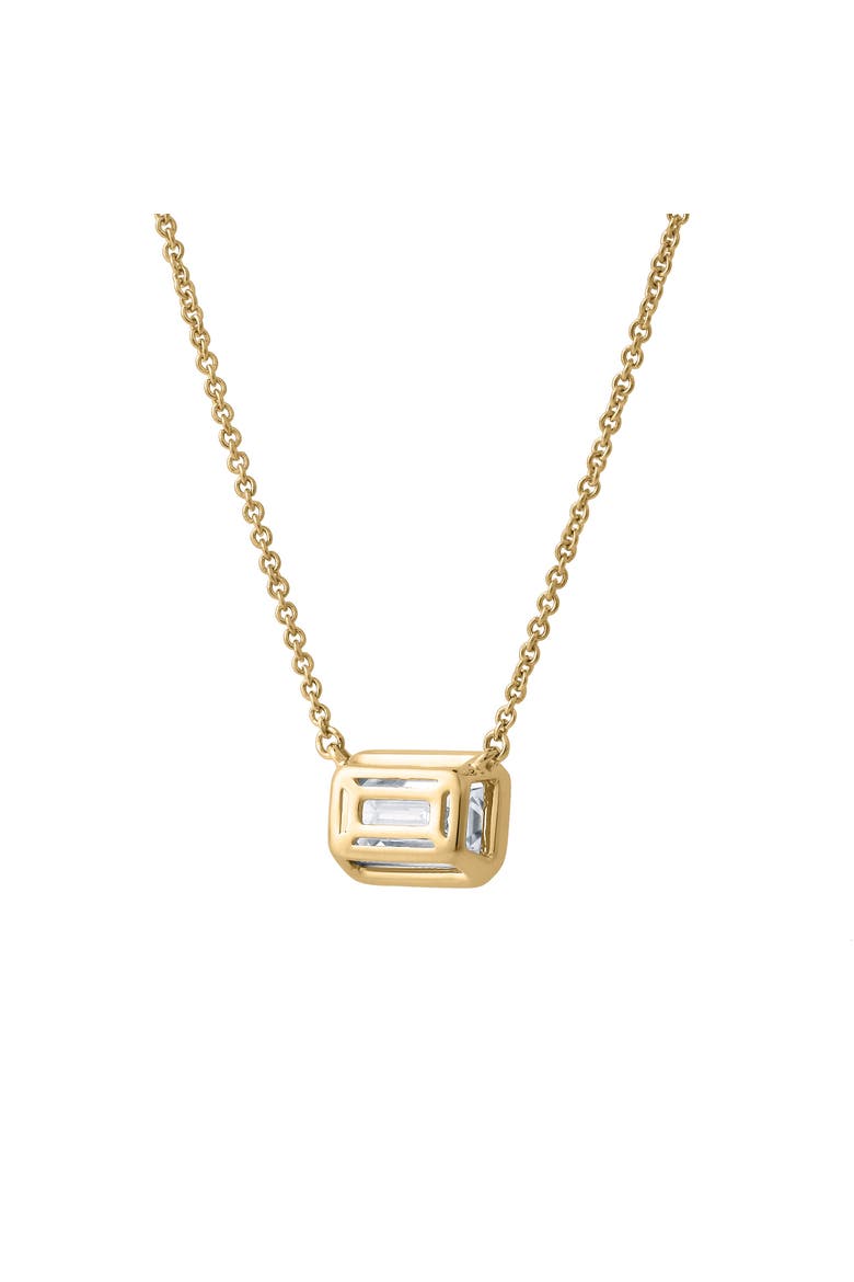 Glinda Emerald East West 14K Gold Lab Grown Diamond Bezel Necklace - 1.50 ct, Alternate, color, 14K Yellow Gold
