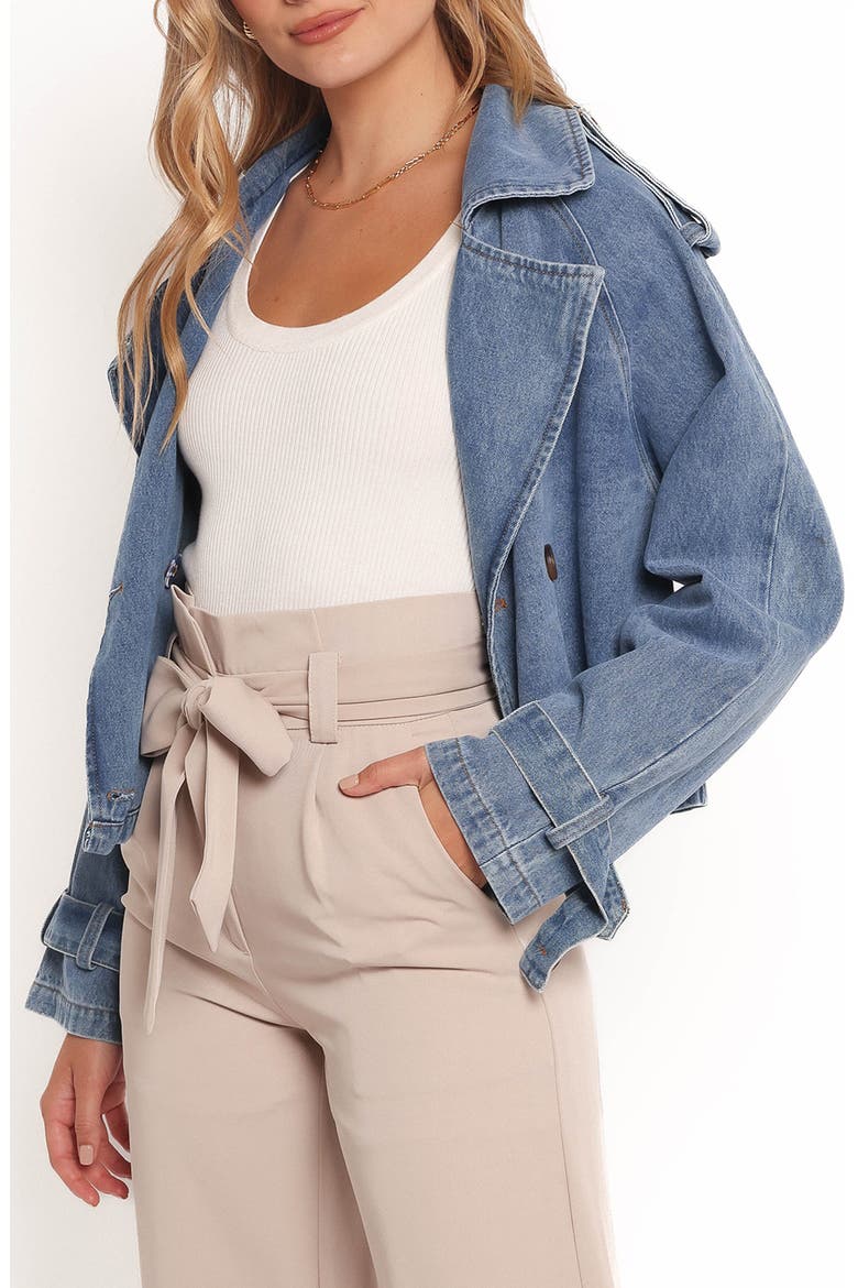 Westwood Double Breasted Crop Denim Jacket, Alternate, color, DENIM