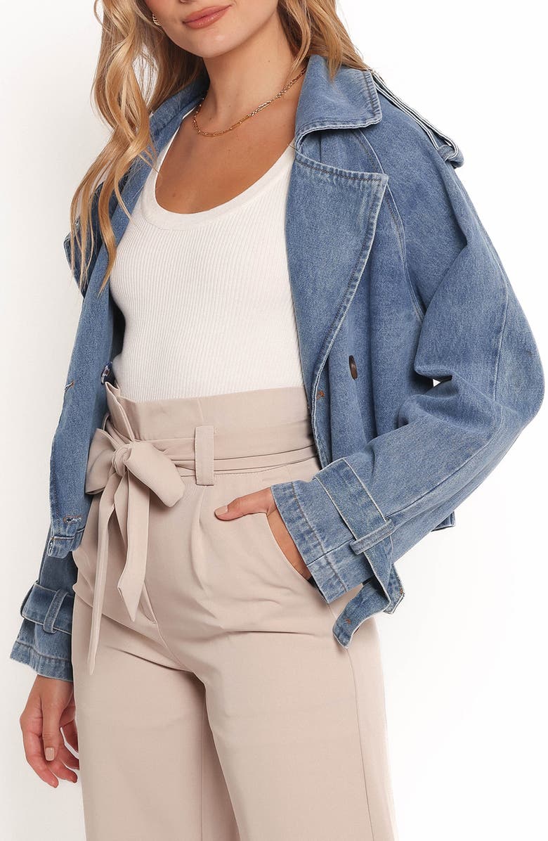 Petal & Pup Westwood Double Breasted Crop Denim Jacket, Alternate, color, Denim
