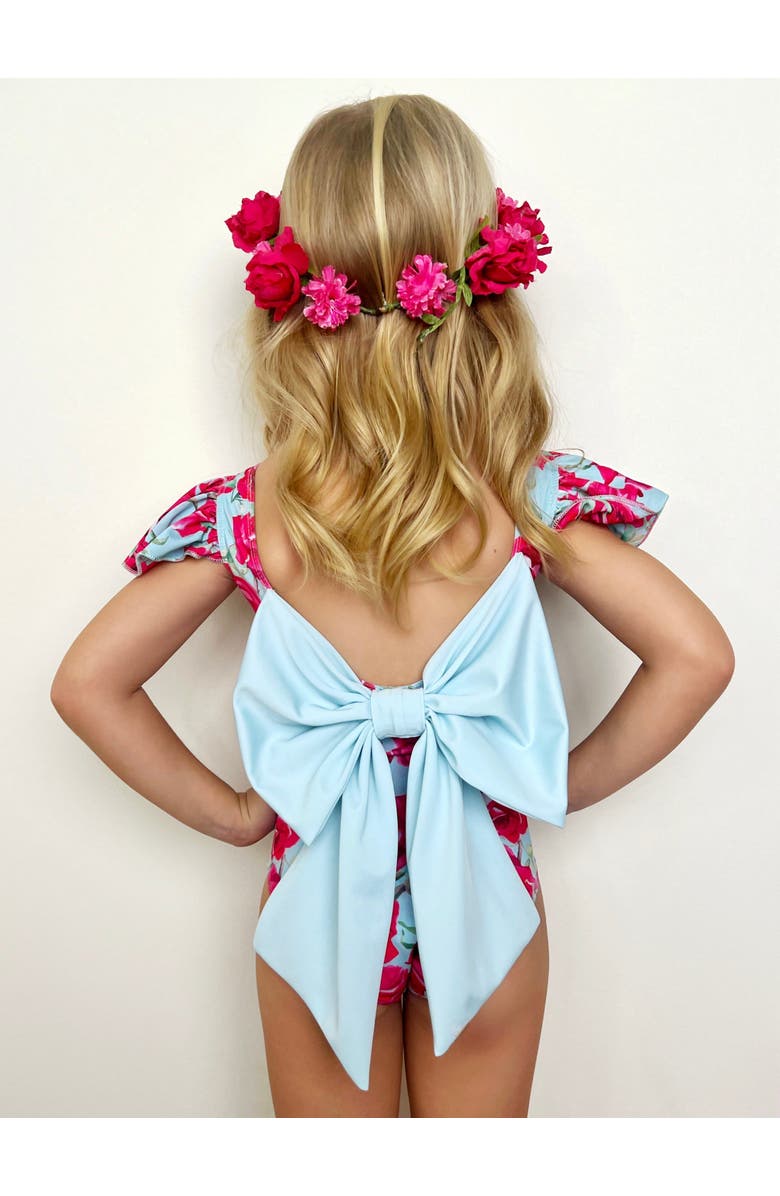 Mia Belle Girls Girls Sun-Kissed Blooms Flutter Sleeve Floral One Piece Swimsuit, Alternate, color, 