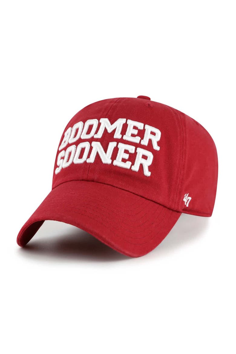 Men's '47 Crimson Oklahoma Sooners Clean Up Adjustable Hat, Main, color, Crimson