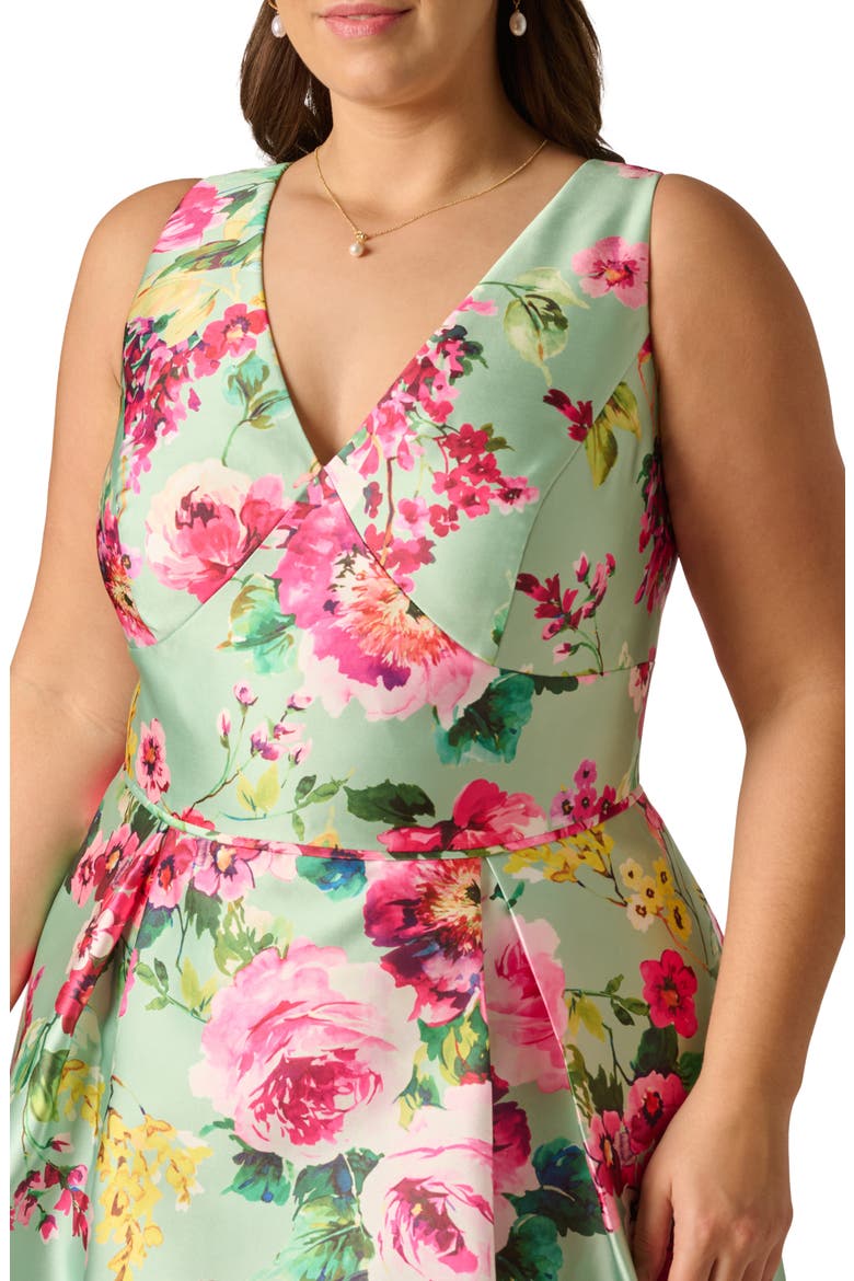 High-Low Fit & Flare Midi Cocktail Dress, Alternate, color, MINT MULTI