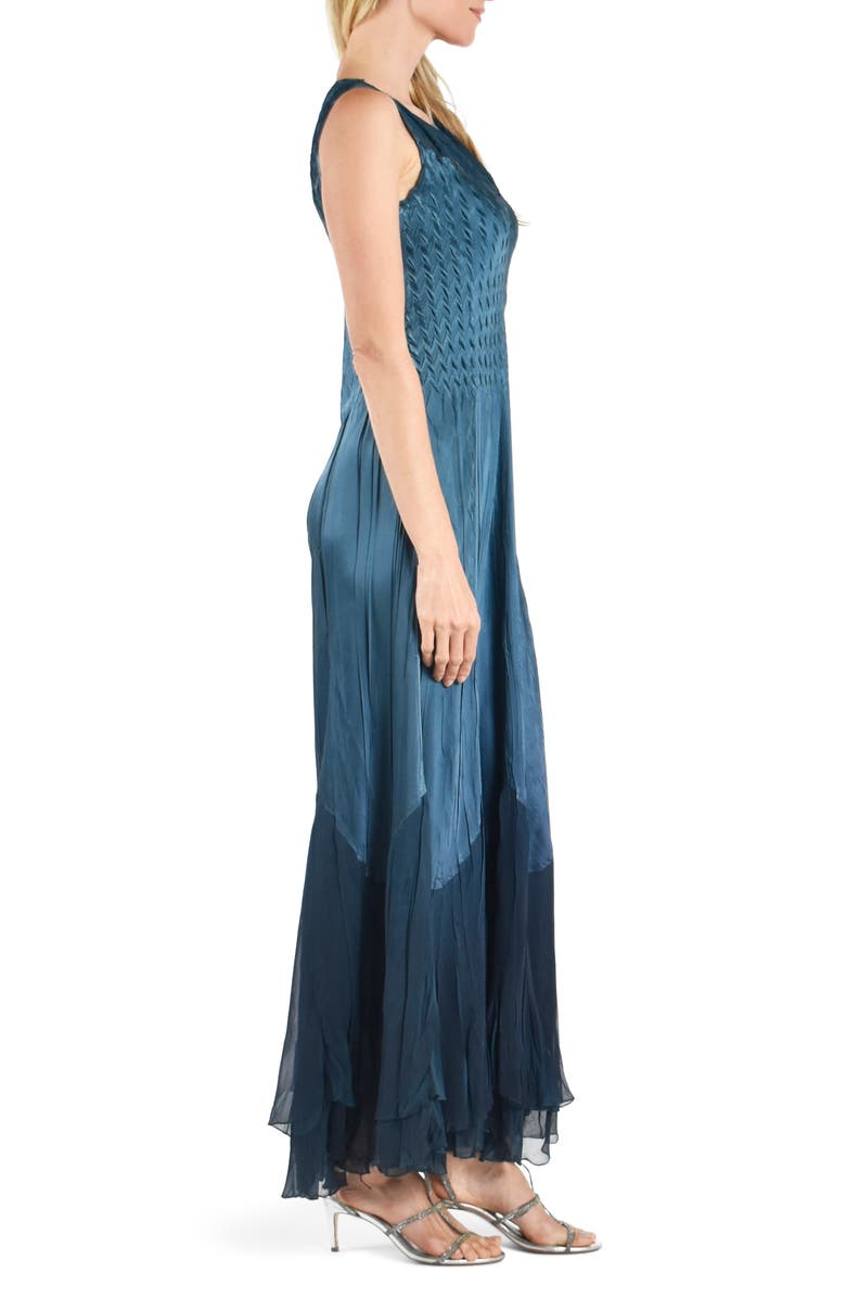 Komarov Ombré Charmeuse & Chiffon Sleeveless Gown, Alternate, color,