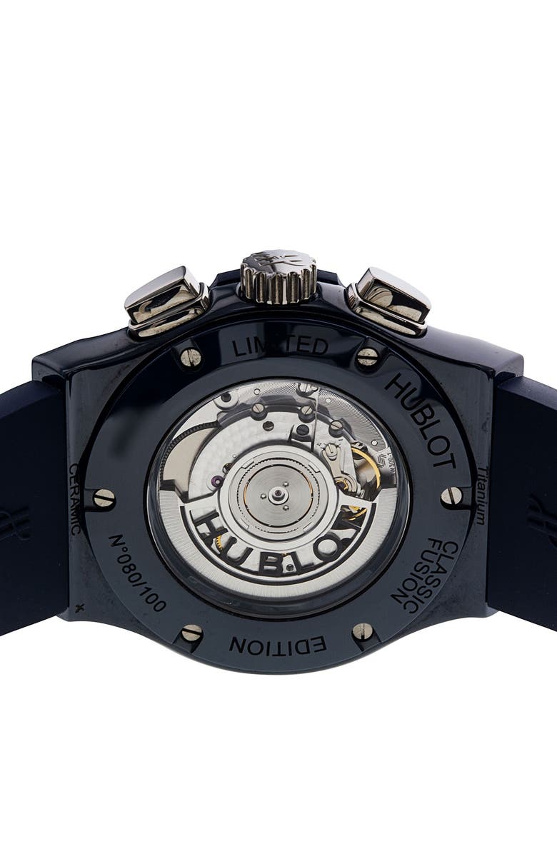 Watchfinder & Co. Hublot Preowned 2020 Classic Fusion 521.EX.7170.RX.GIT19 Chronograph Rubber Strap Watch, 45mm, Alternate, color, Blue