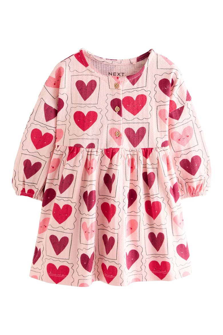 Kids' Heart Print Cotton Jersey Dress, Main, color, RED