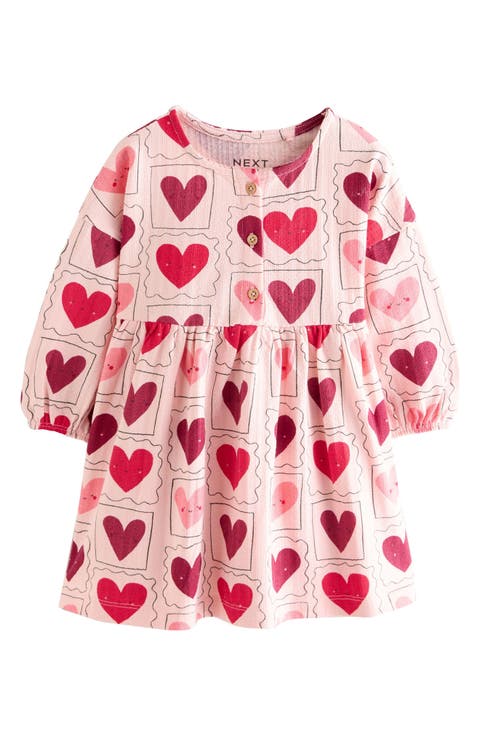 Kids' Heart Print Cotton Jersey Dress (Baby, Toddler & Little Kid)