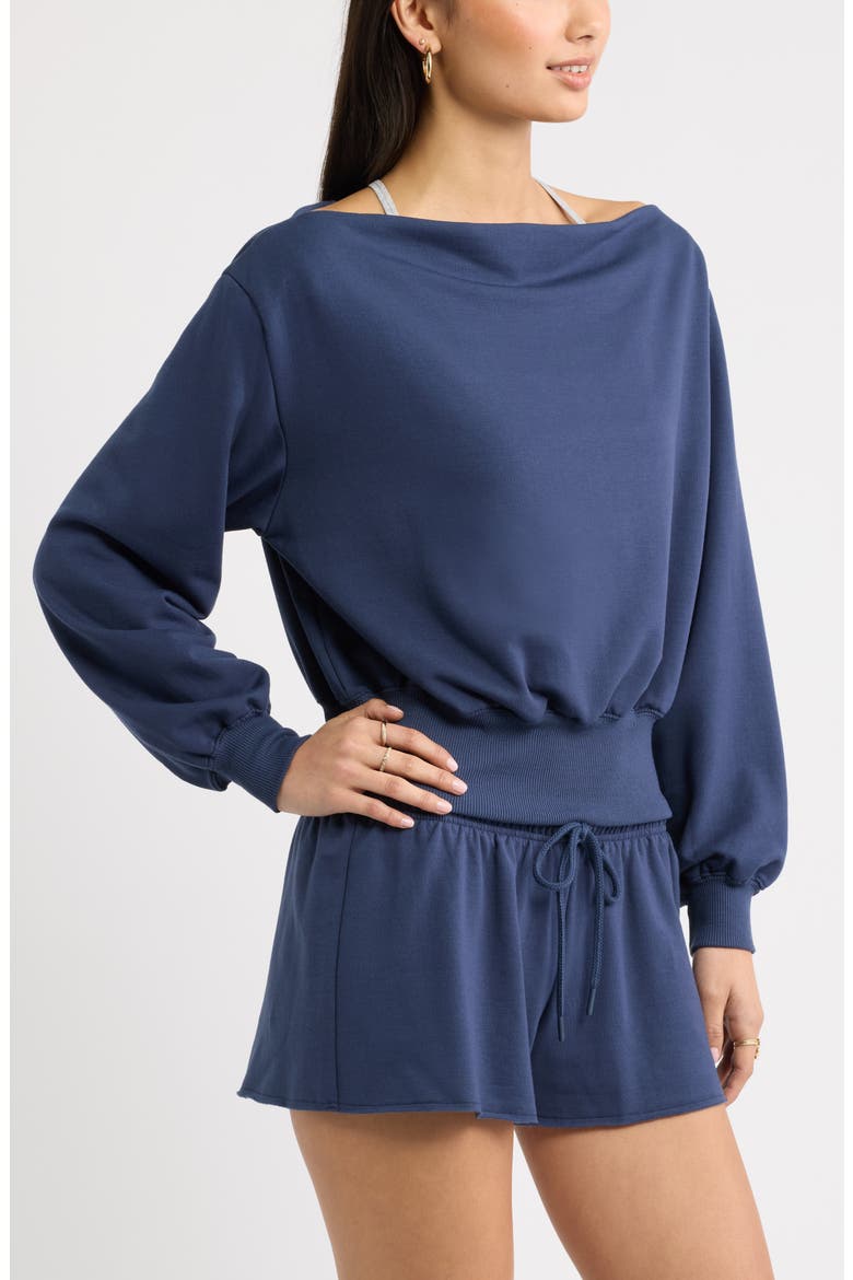 Off the Shoulder Sweatshirt, Alternate, color, NAVY INDIGO