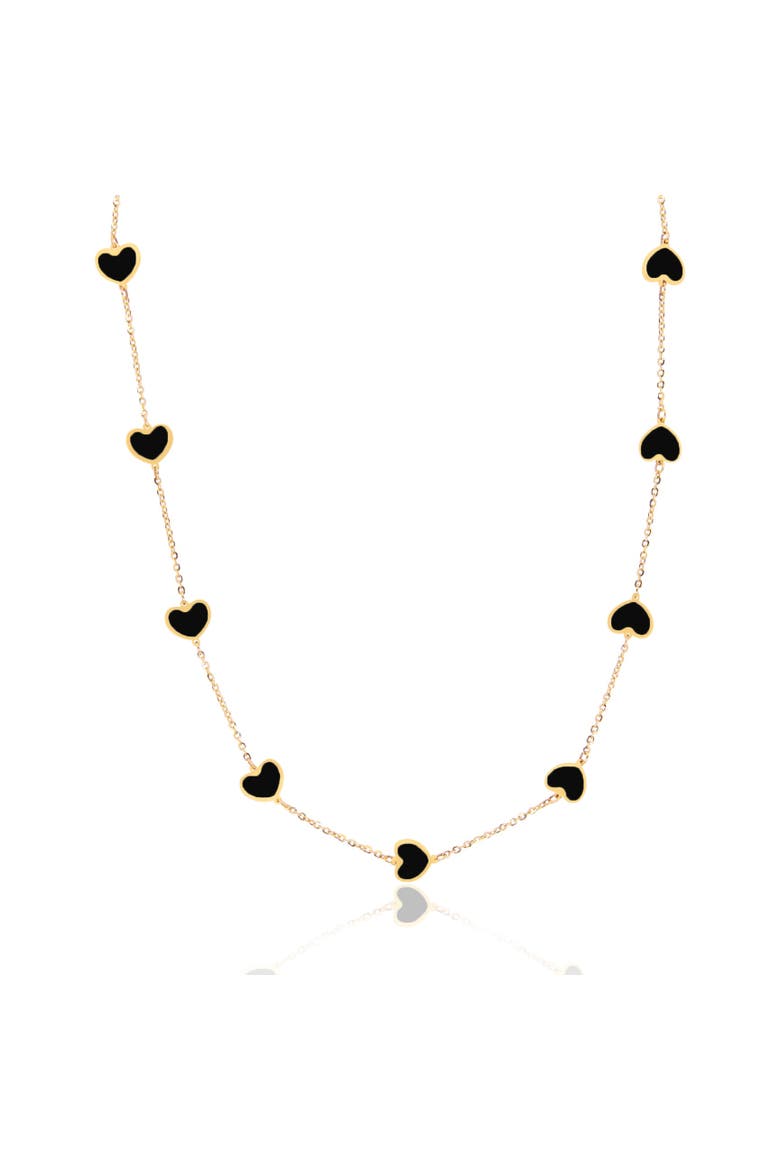Onyx Heart Station Necklace, Main, color, Onyx