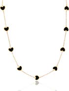 The Lovery Fine Jewelry Onyx Heart Station Necklace