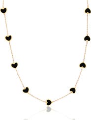 The Lovery Fine Jewelry Onyx Heart Station Necklace