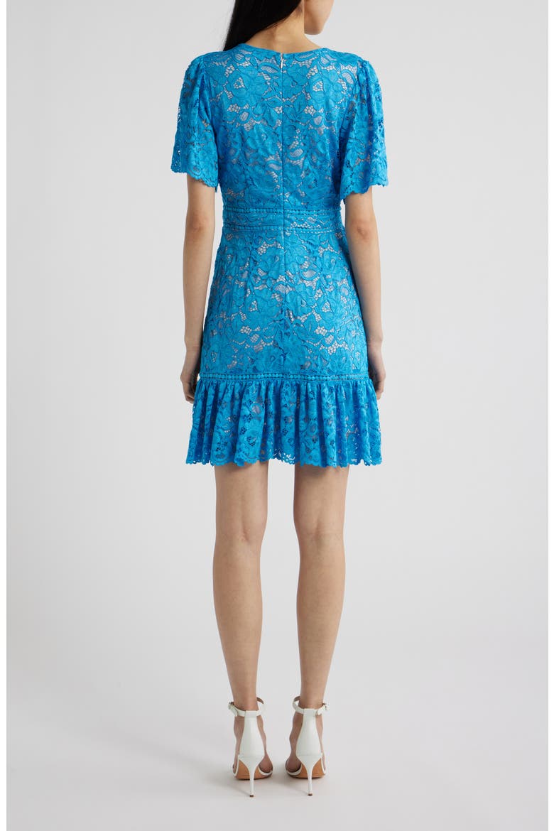 Lace Embroidered Flounce Hem Dress, Alternate, color, TURQUOISE