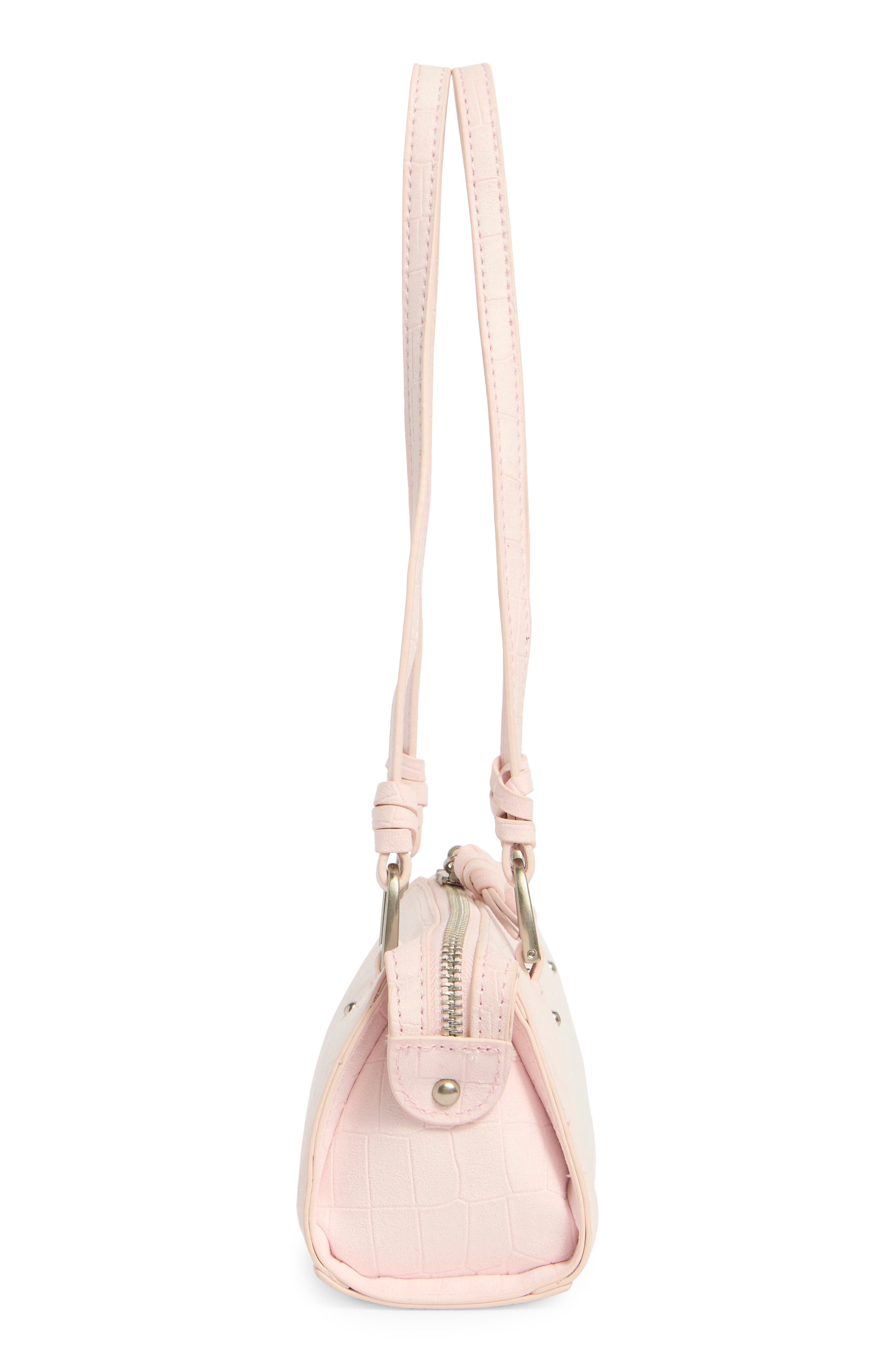 Steve Madden Sybil Croc Embossed Faux Leather Shoulder Bag, Alternate, color, Ballet Pink