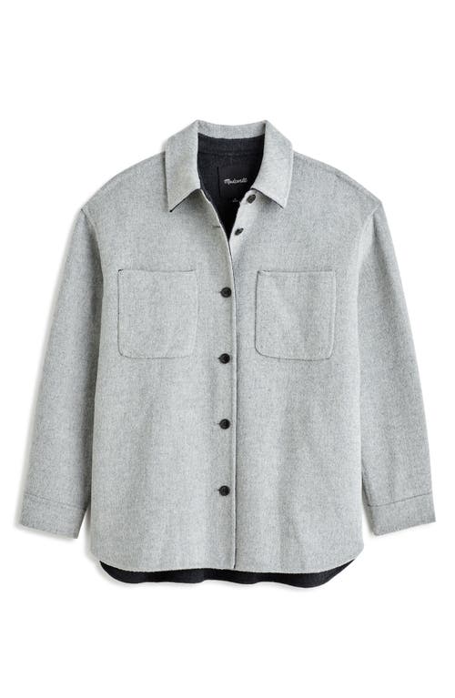Madewell Wool Blend Double Face Long Shirt Jacket In Heather Coal
