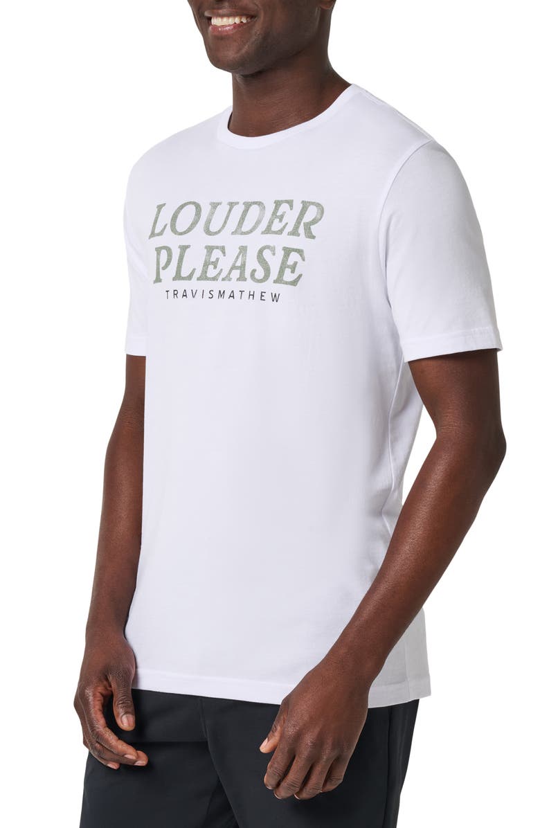 TravisMathew Louder Please Graphic T-Shirt, Alternate, color, White