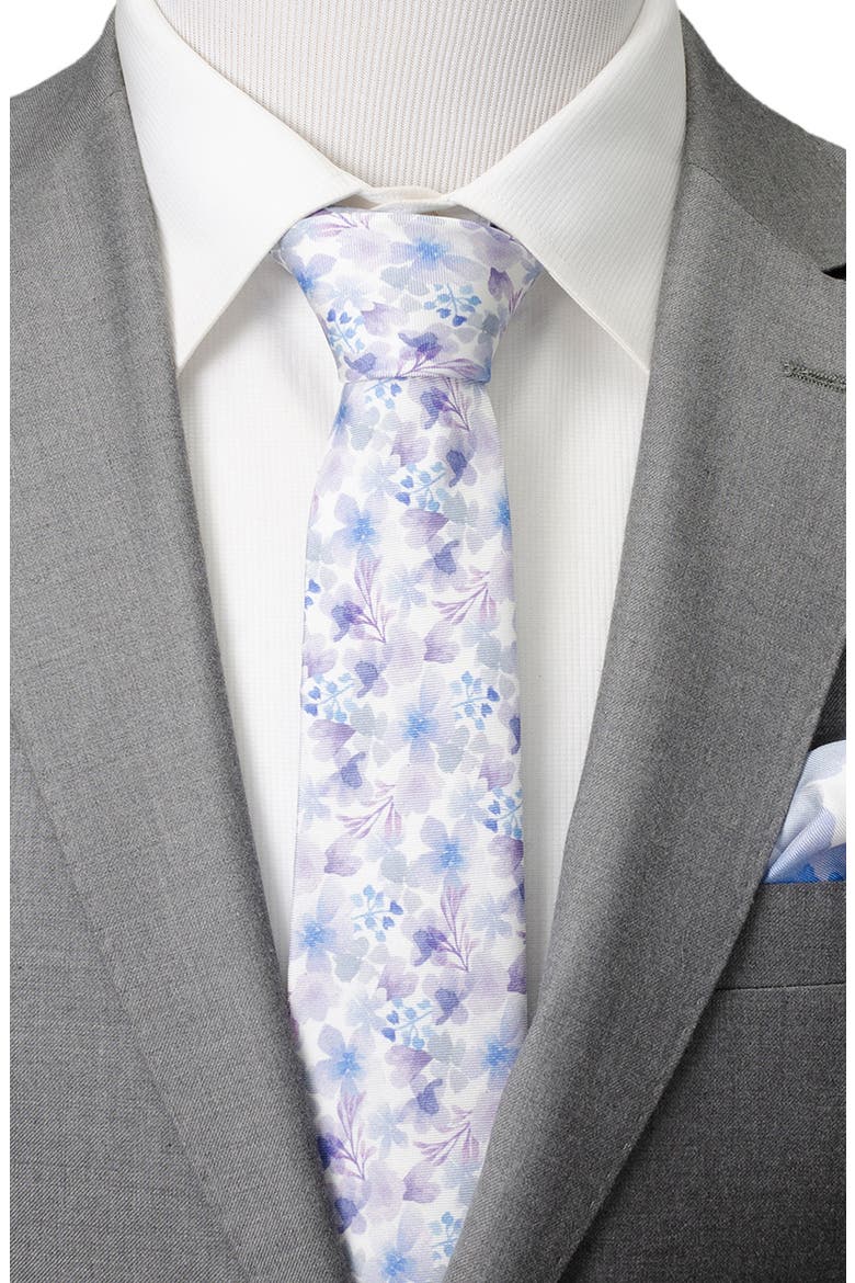 Watercolor Silk Tie & Pocket Square Set, Alternate, color, WHITE MULTI