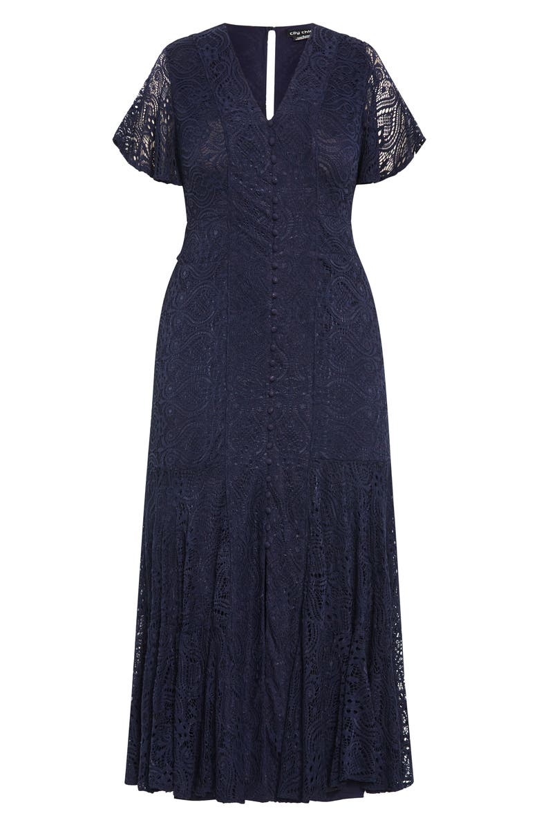 City Chic Margo Lace Maxi Dress, Alternate, color, Navy
