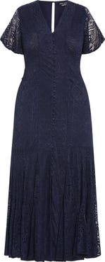 knee length dresses for ladies Margot Dress (Navy)  Styled By Charli