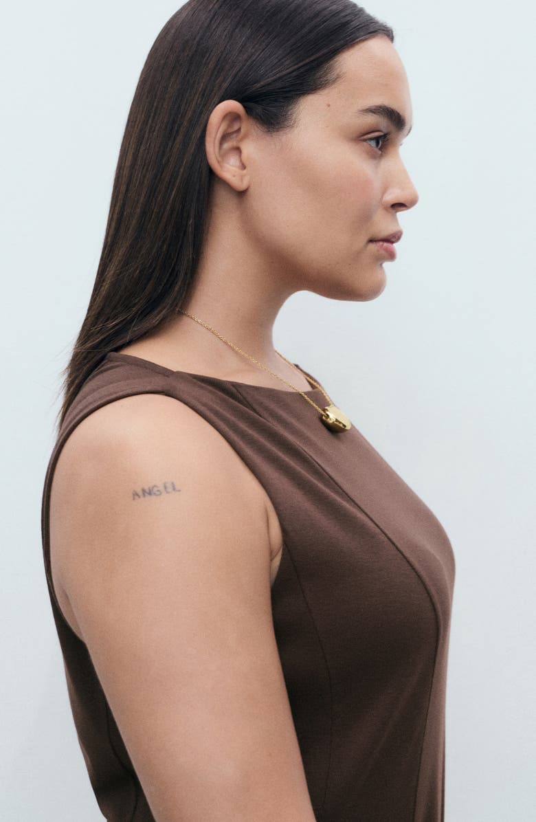 MANGO Sleeveless Pleated Dress, Alternate, color, Chocolate