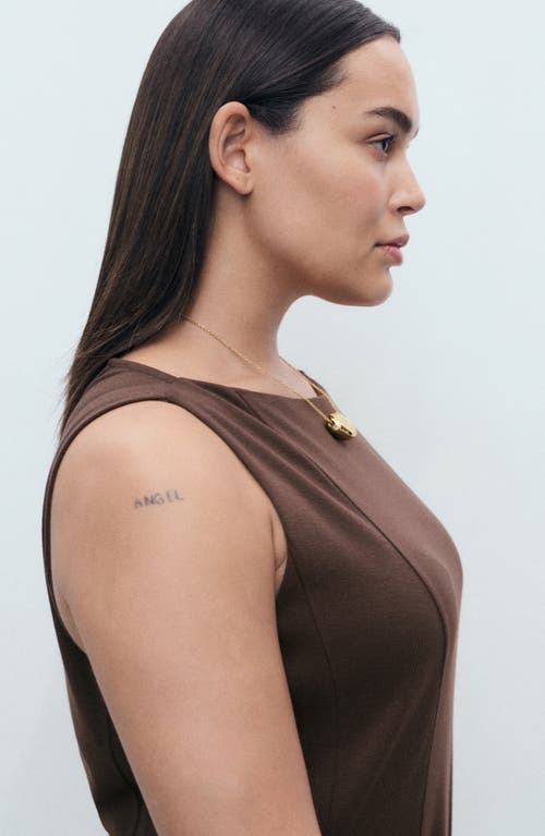 Mango Sleeveless Pleated Detailing Mini Dress In Brown