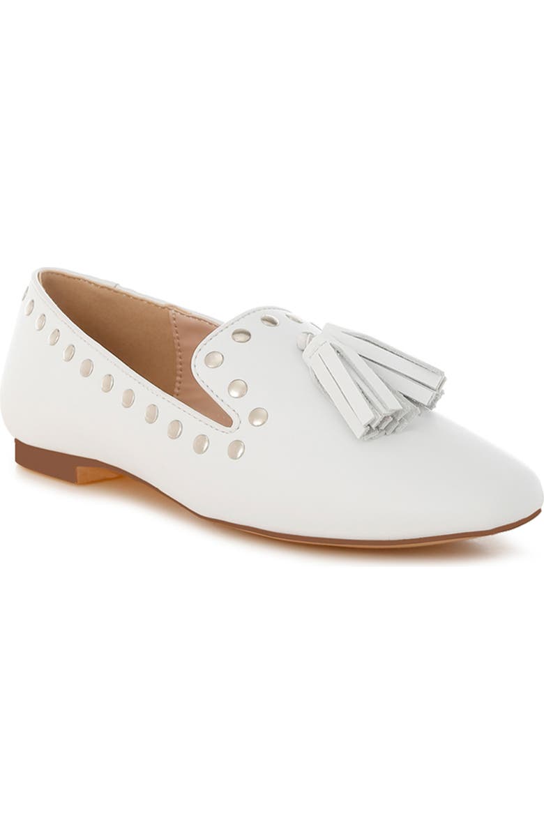 Rag & Co Philoha Studded Tassel Loafer, Main, color, White