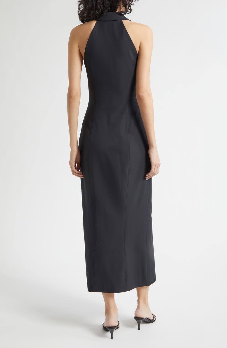 Cinq à Sept Enez Bangle Halter Neck Midi Dress, Alternate, color, Black