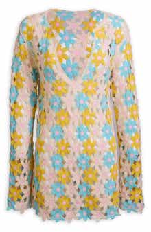 SAACHI Floral Crochet Cover-Up Caftan
