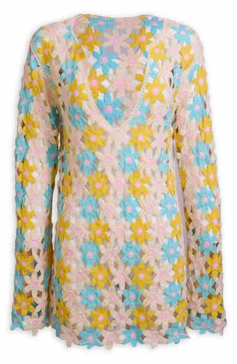 SAACHI Floral Crochet Cover-Up Caftan