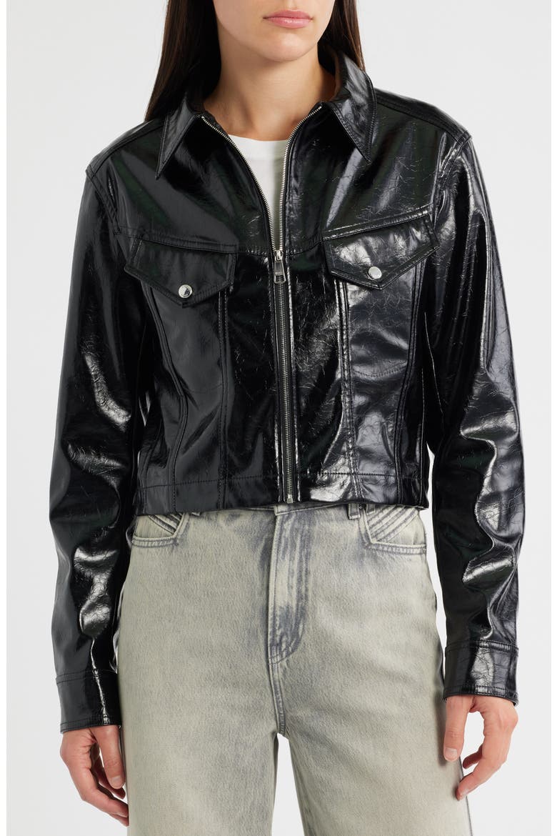 Jasita Leather Jacket, Alternate, color, BLK