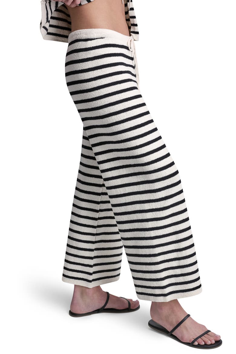 Pull On Drawstring Knit Pants, Alternate, color, EGGNOG/ BLK