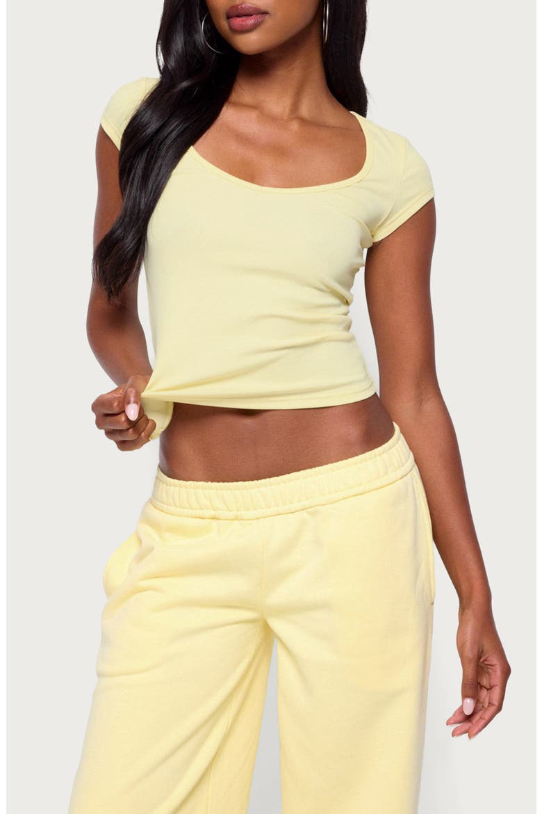 Chari Scoop Neck Stretch Cotton Rib Top, Main, color, YELLOW