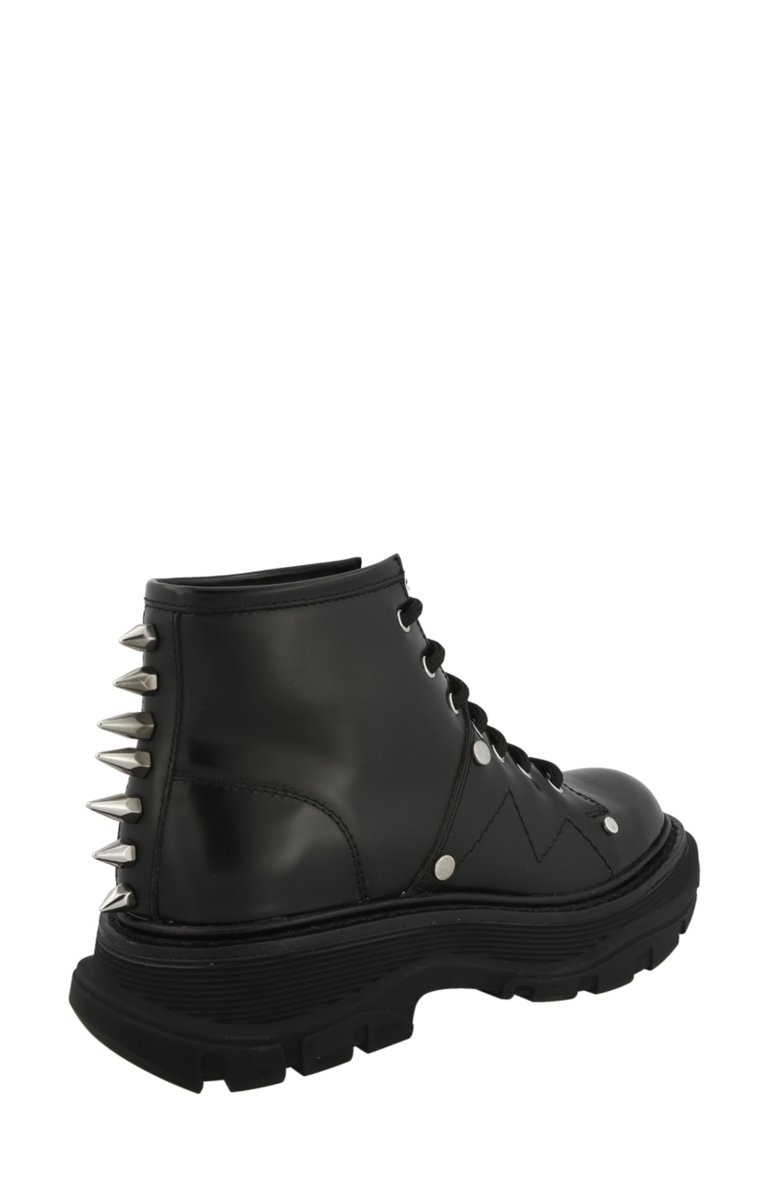 McQueen Studded Combat Bootie, Alternate, color, Black