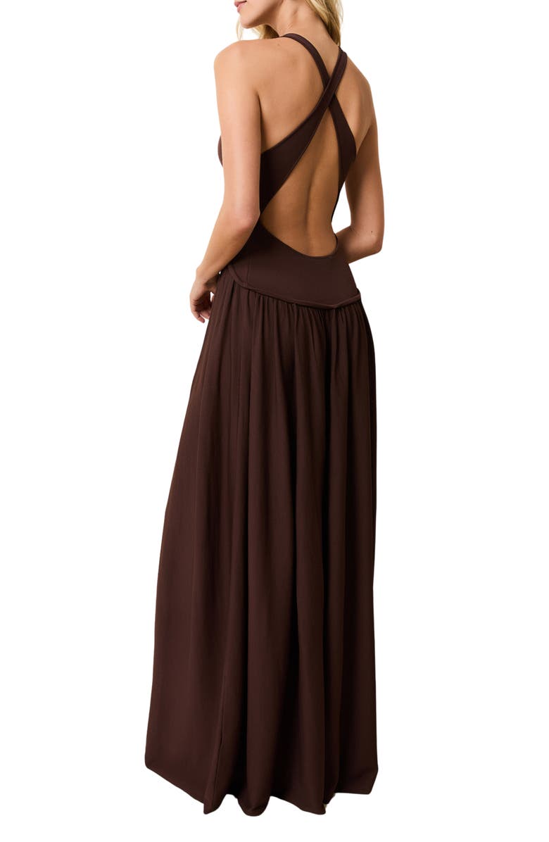 Solid & Striped The Maggie Crossback Maxi Dress, Alternate, color, Raisin Brown