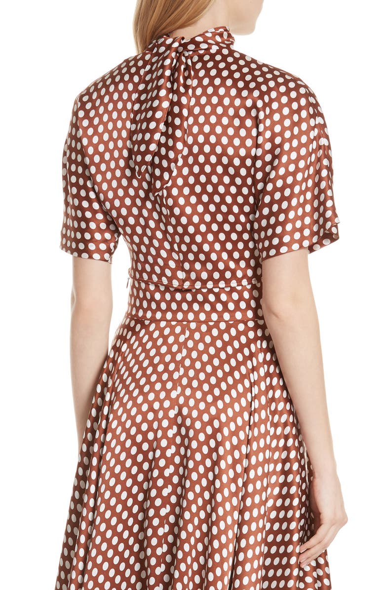 DVF Polka Dot High Neck Crop Silk Blouse, Alternate, color, 