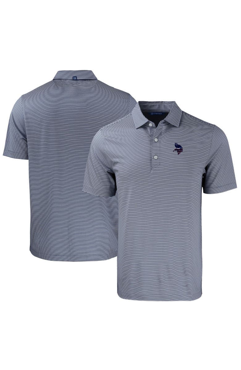 Cutter & Buck Men's Cutter & Buck Navy Minnesota Vikings  Americana Forge Eco Double Stripe Stretch Recycled Polo, Main, color, 