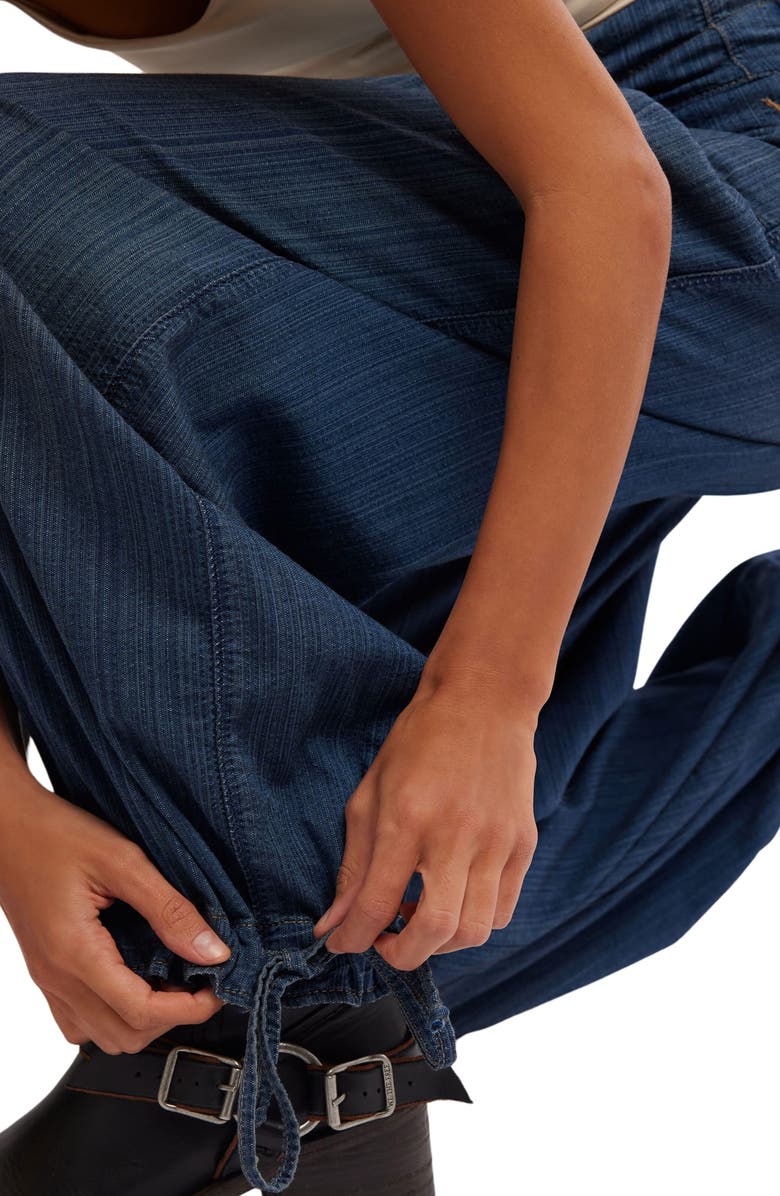 Free People Lotus High Waist Tie Hem Barrel Leg Jeans, Alternate, color, 