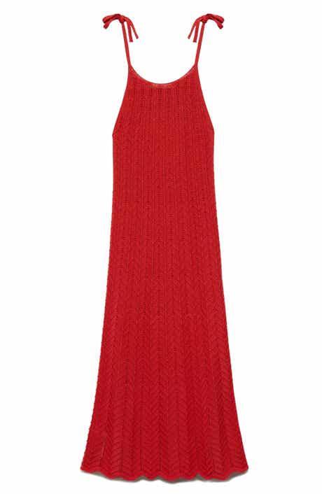 Tie Strap Openwork Knit Dress