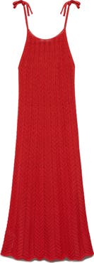 MANGO Tie Strap Openwork Knit Dress