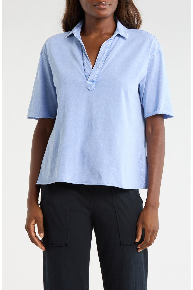 Patty Short Sleeve Henley, Main, color, POOL WATER BLUE
