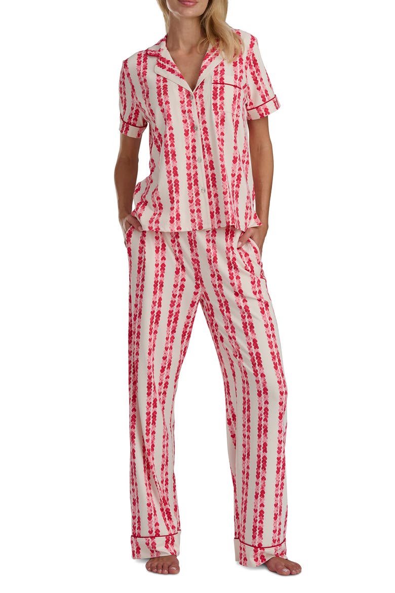 Short Sleeve Pajamas, Alternate, color, FILTERED HEART STRIPE