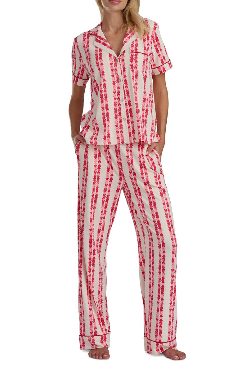Splendid Short Sleeve Pajamas, Alternate, color, Filtered Heart Stripe