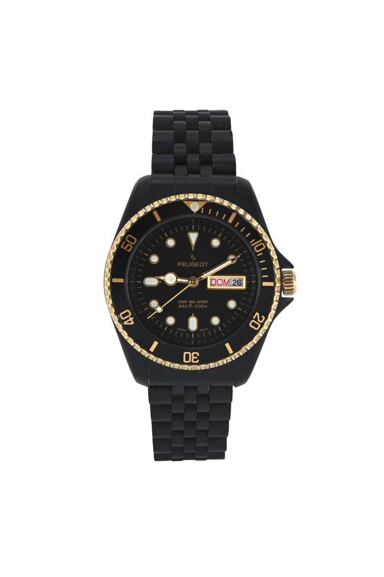 Sport Day Date Rotating Bezel Bracelet Watch- 40MM, Main, color, Black