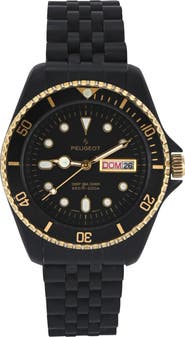 Peugeot Sport Day Date Rotating Bezel Bracelet Watch- 40MM