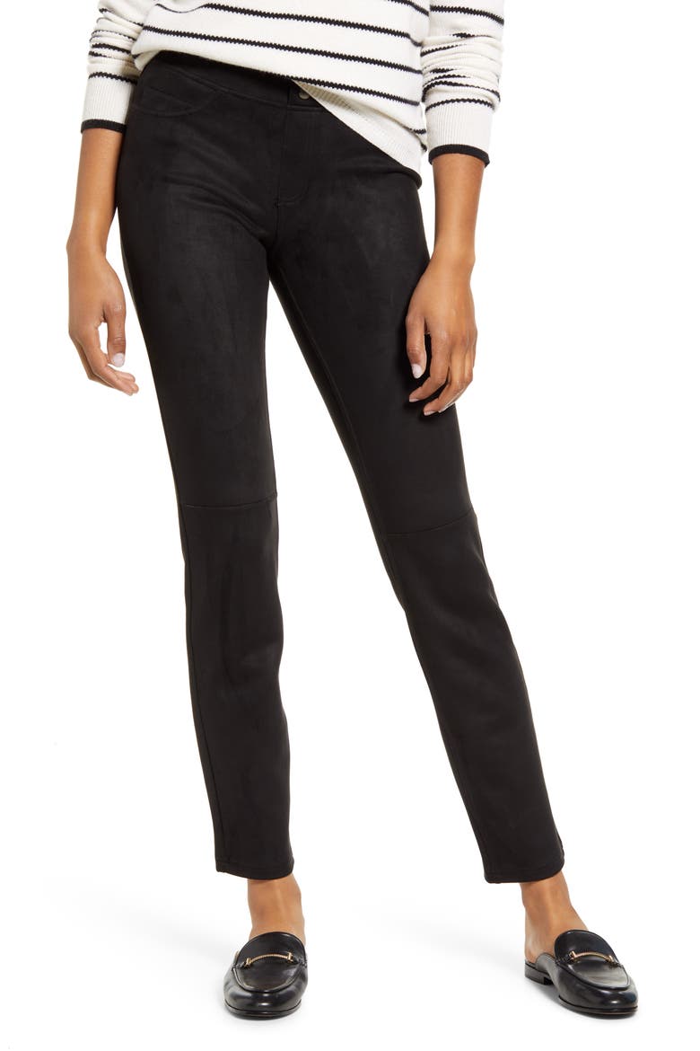 Microsuede Leggings, Main, color, BLACK
