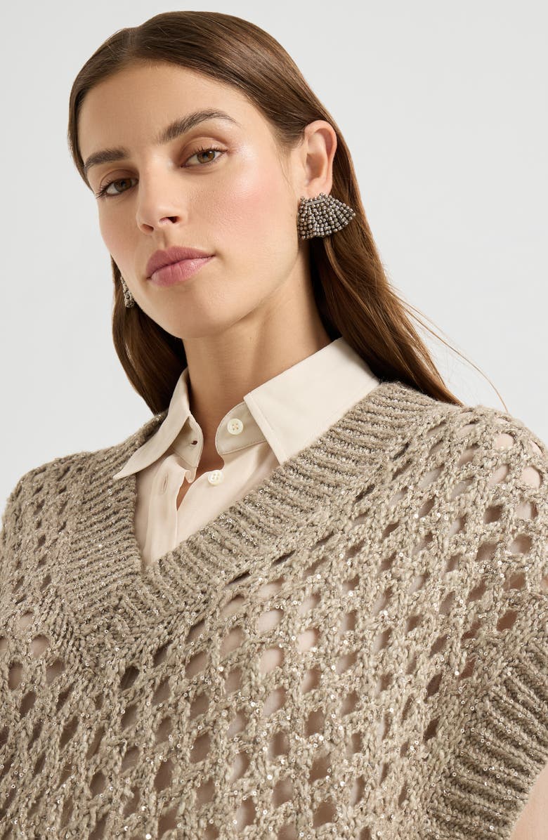 Brunello Cucinelli Dazzling Net sweater, Alternate, color, Warm Beige