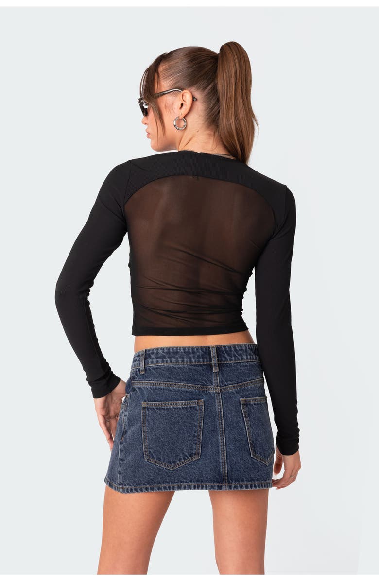 EDIKTED Azal Mesh Panel Long Sleeve Top, Alternate, color,