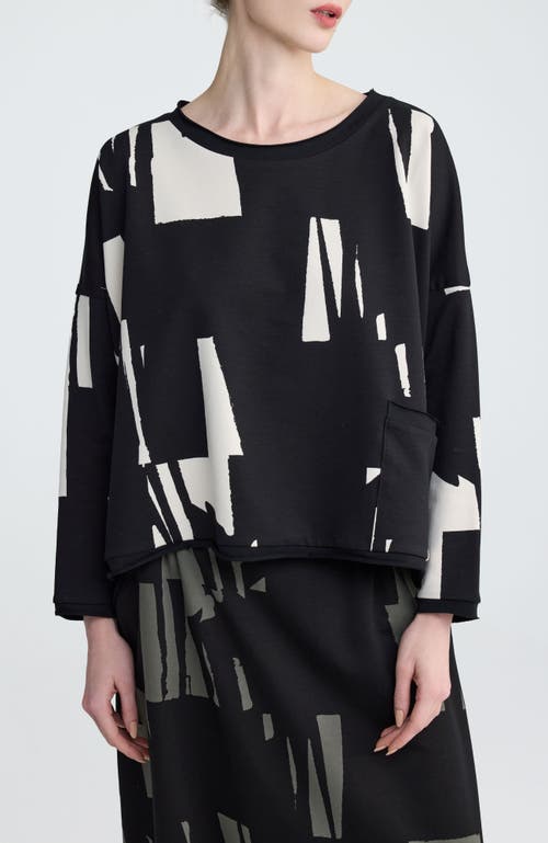 Luukaa Nerina Cropped Graphic Blouse In Black