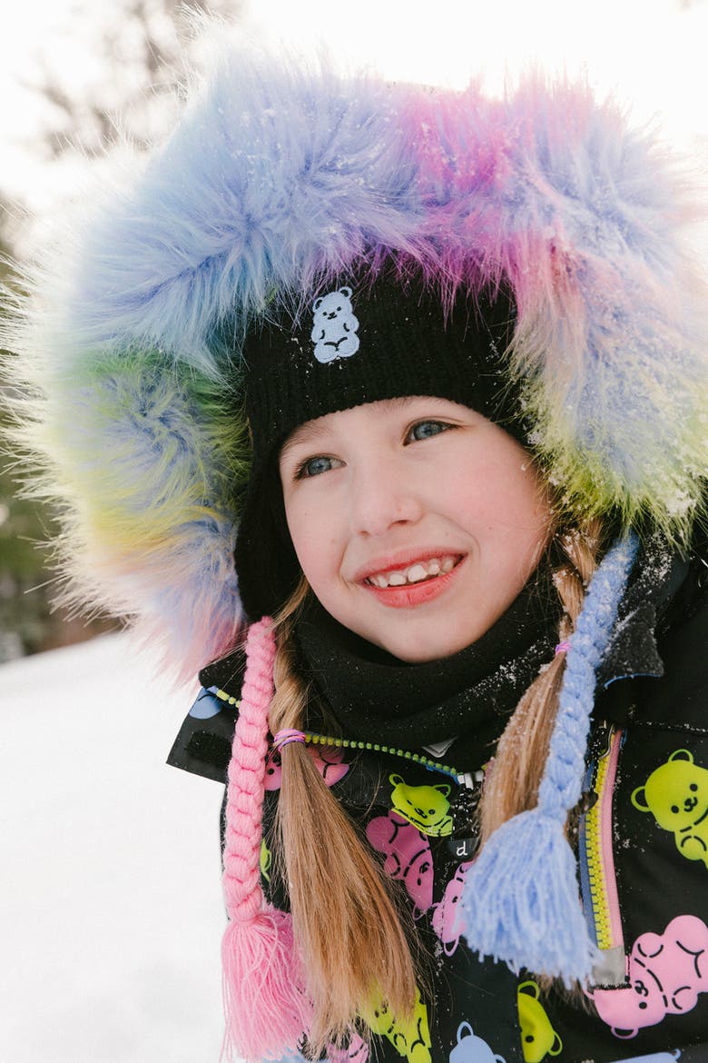 Play Gummy Bear Jacket & Reinforced Pants Two Piece Snowsuit, Alternate, color, Black Printed Gummy Bears